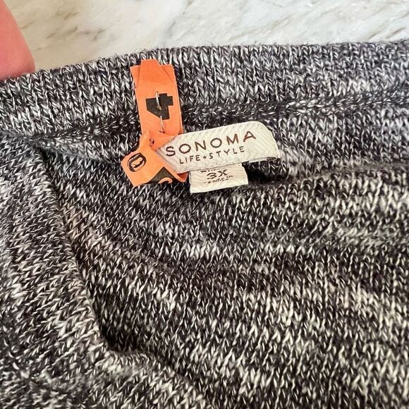 Sonoma grey/white marled 100% cotton tunic sweater v-neck size 3X - Picture 4 of 7